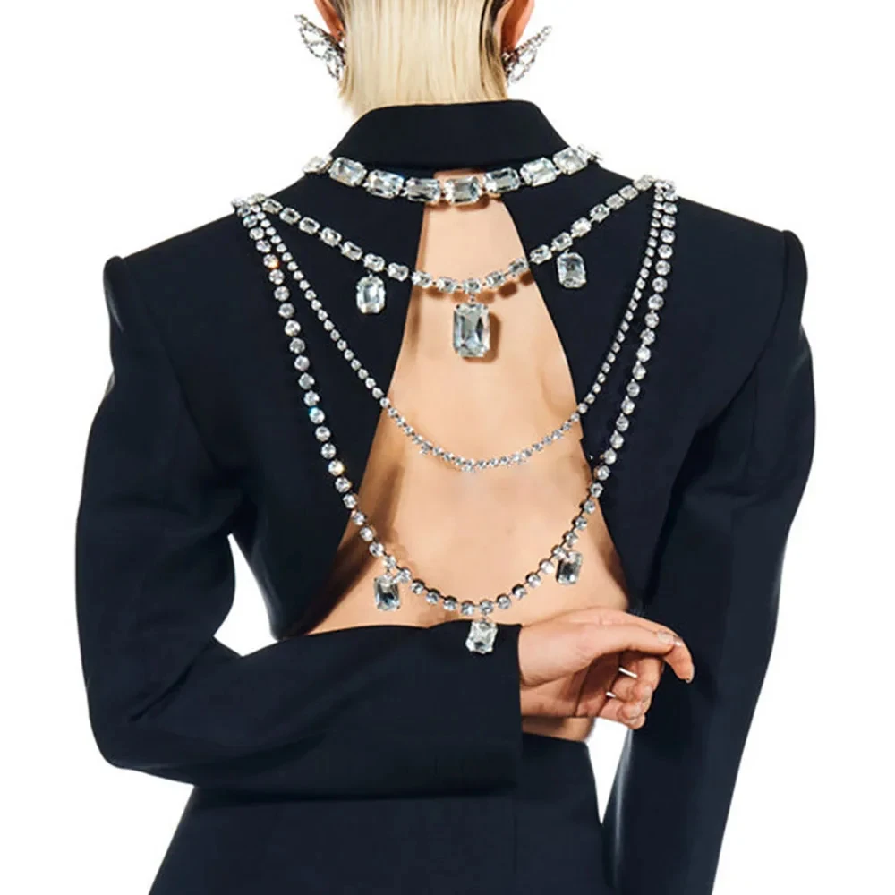 Body Jewelry Retainers - Shine Rhinestone Long Tassel Back Body