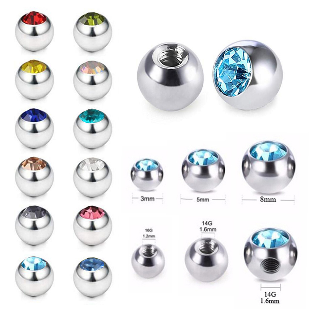 60pcs Stainless Steel CZ Cryst - Body Jewelry Replacement Ball recension och pris