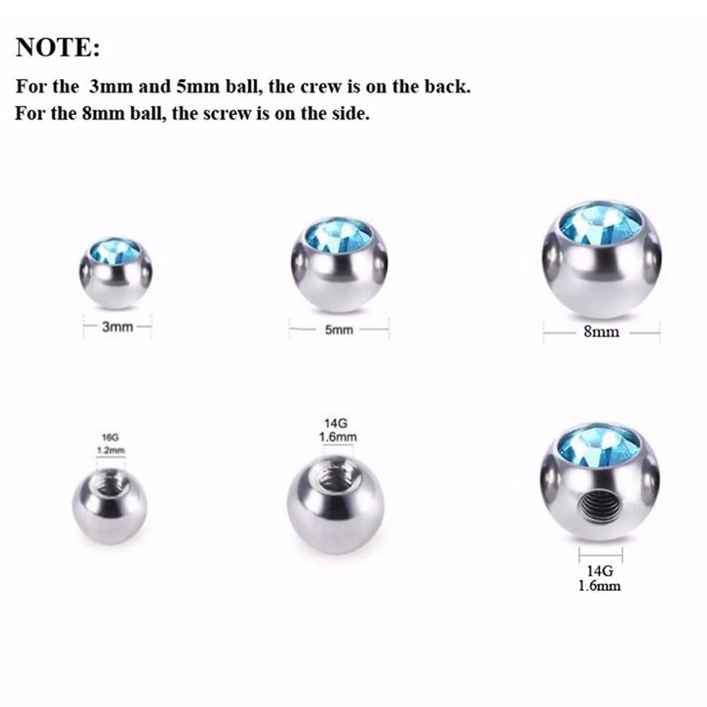 60pcs Stainless Steel CZ Cryst - Body Jewelry Replacement Ball recension och pris