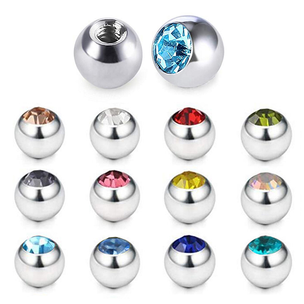 60pcs Stainless Steel CZ Cryst - Body Jewelry Replacement Ball recension och pris