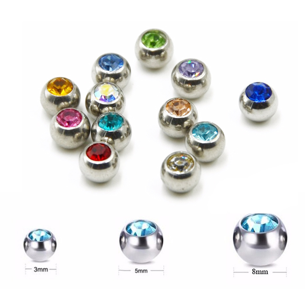 60pcs Stainless Steel CZ Cryst - Body Jewelry Replacement Ball recension och pris