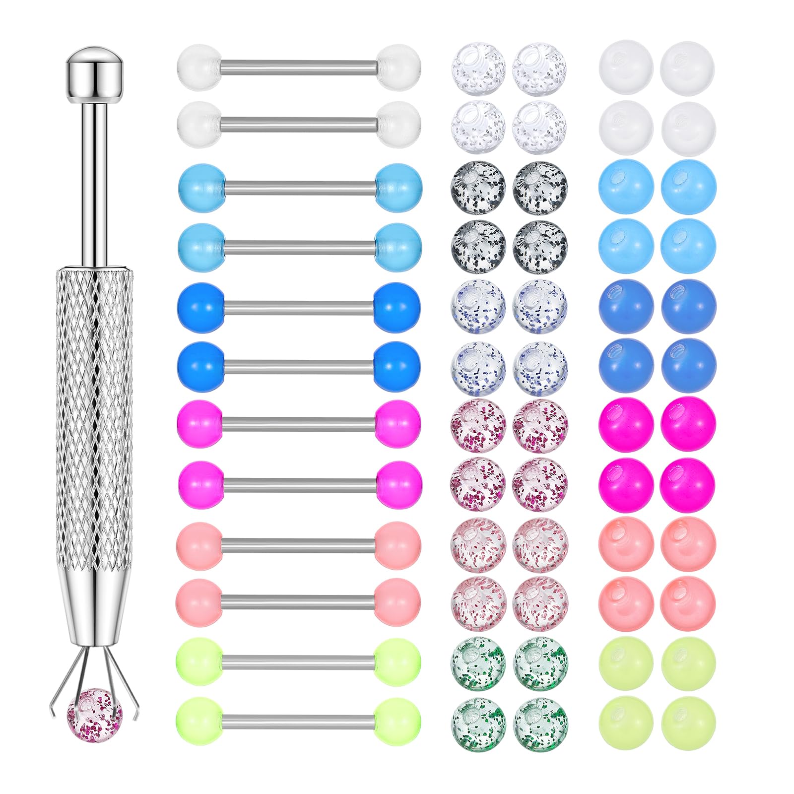 12PCS Barbell Nipple Rings 48P - Body Jewelry Replacement Ball recension och pris