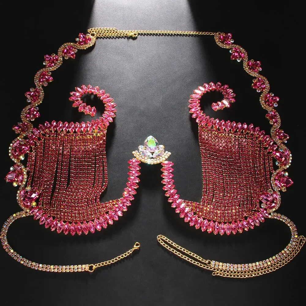 Rave Pink Crystal Chest Bracke - Body Jewelry Retainers recension och pris