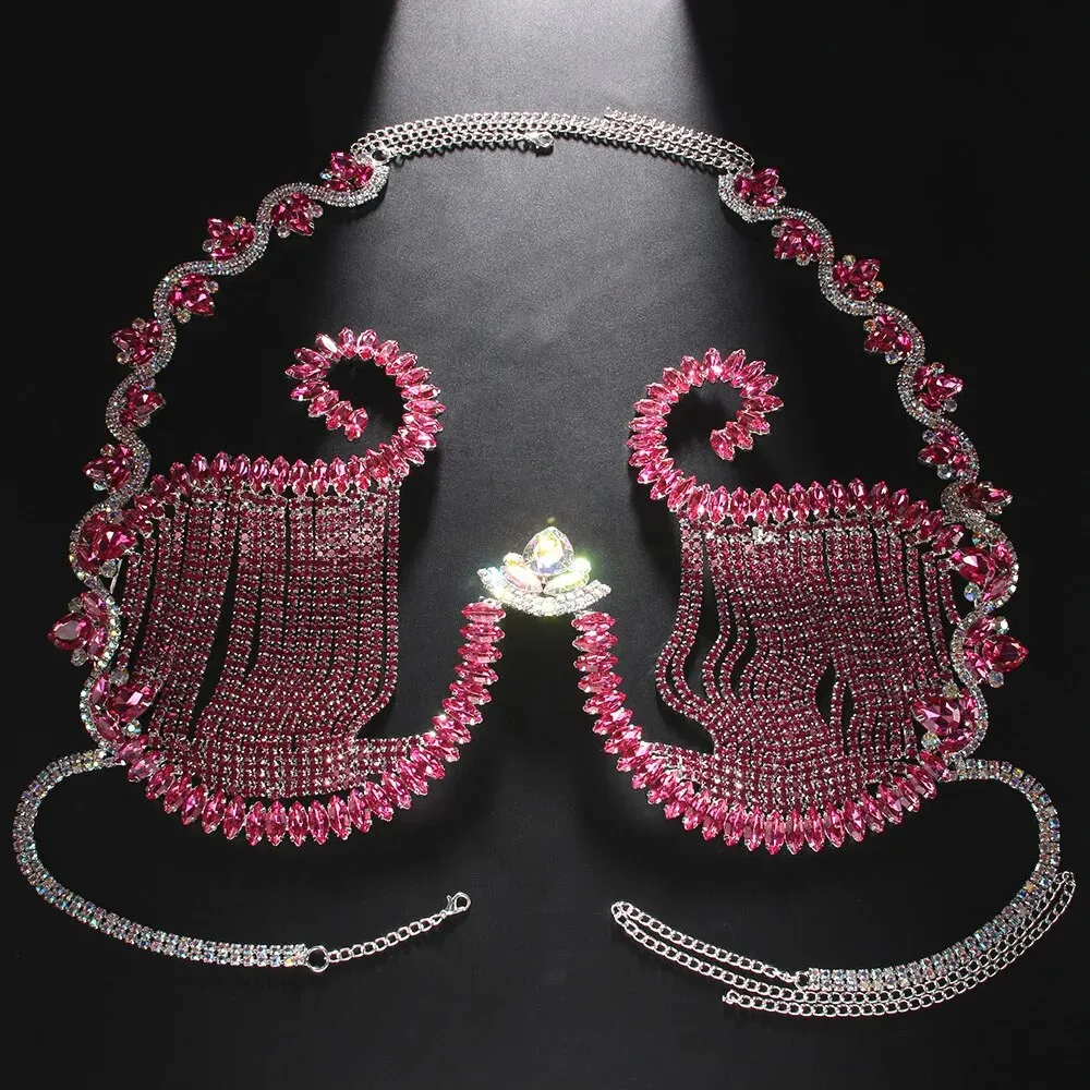 Rave Pink Crystal Chest Bracke - Body Jewelry Retainers recension och pris