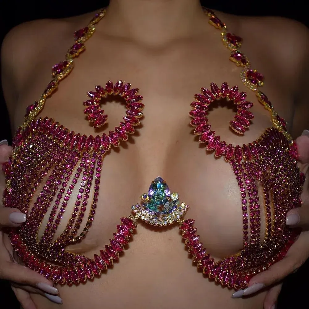 Rave Pink Crystal Chest Bracke - Body Jewelry Retainers recension och pris