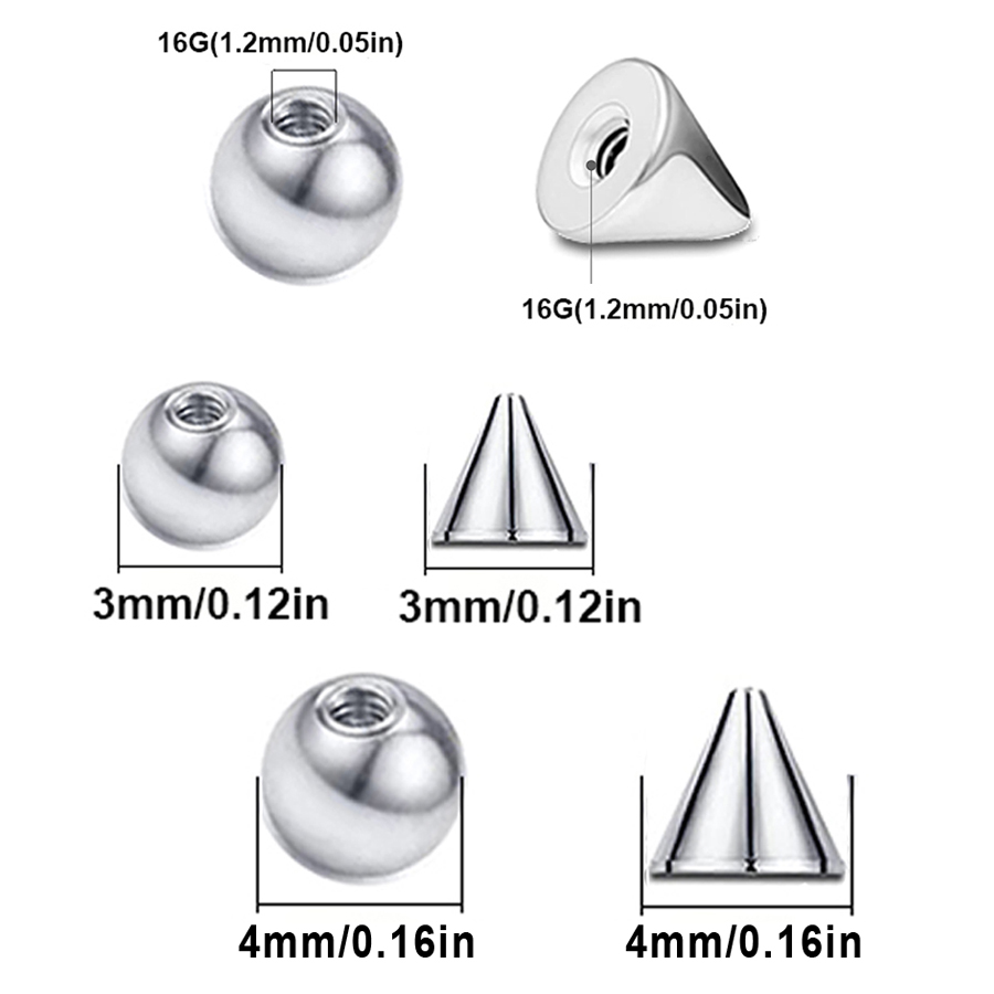 100pcs 16G 3mm 4mm Replacement - Body Jewelry Replacement Ball recension och pris